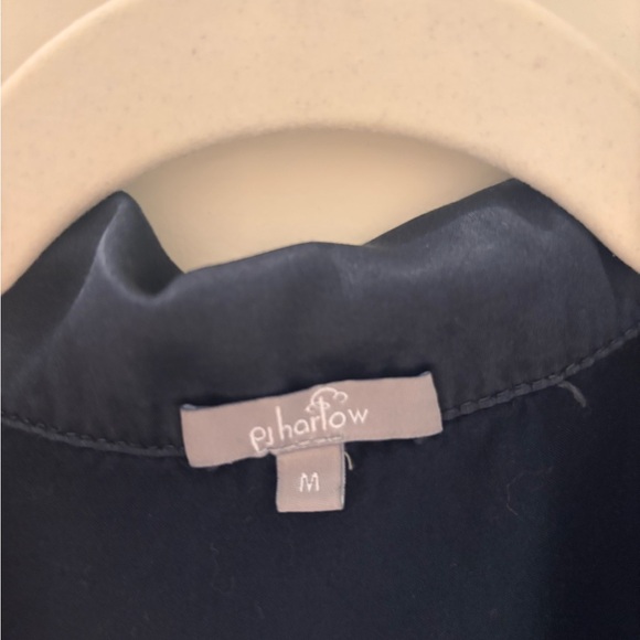 Pj Harlow Navy Women's Satin Pajama Top - Picture 2 of 9